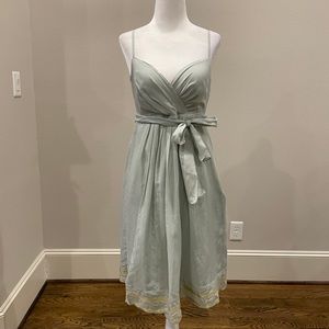 Sea foam green and gold cotton silk dress